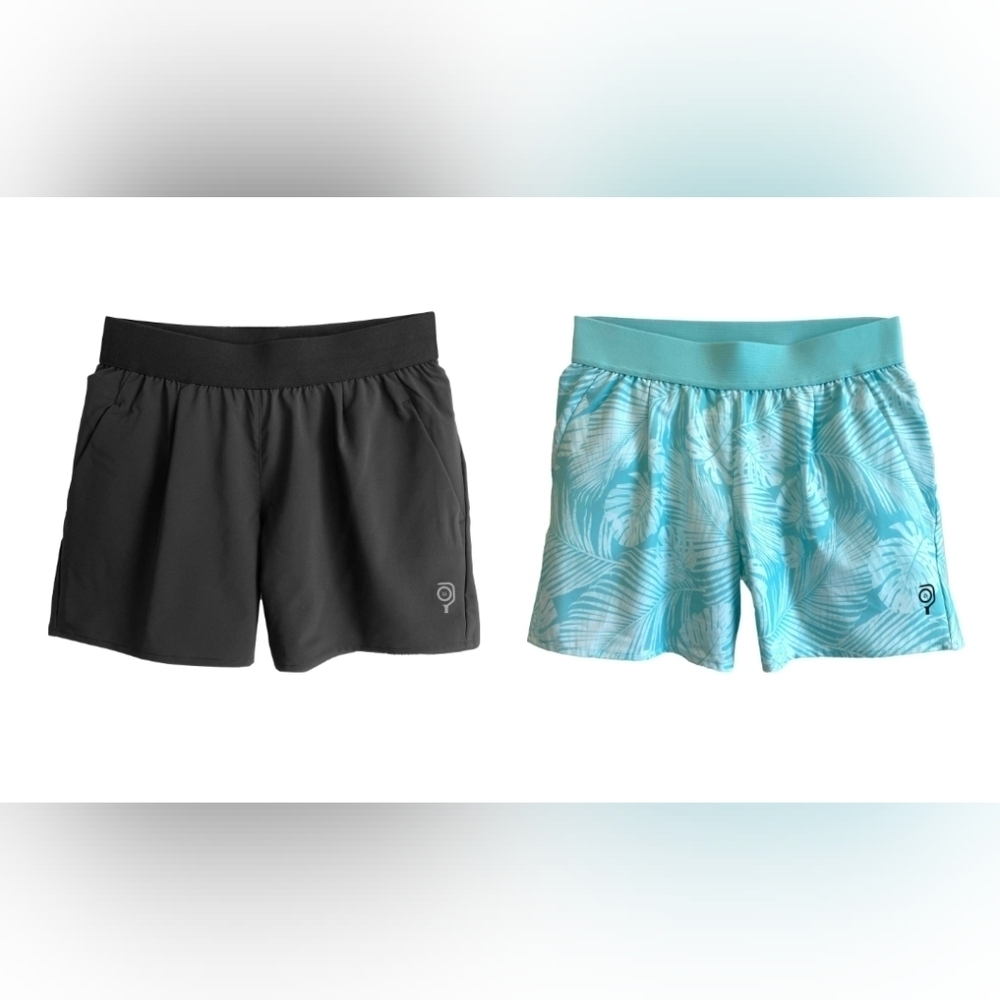 Womens 5-inch Stretch Woven Pickleball Short - Aqua & Black - Small - Gym Short